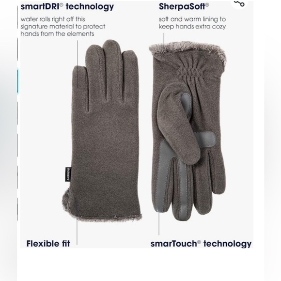 NWT Isotoner Smart-Dri Women's Smart Touch Gloves One Size Gray - Picture 5 of 6